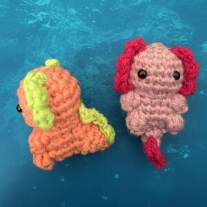 Handmade Crochet Axolotl Keychain